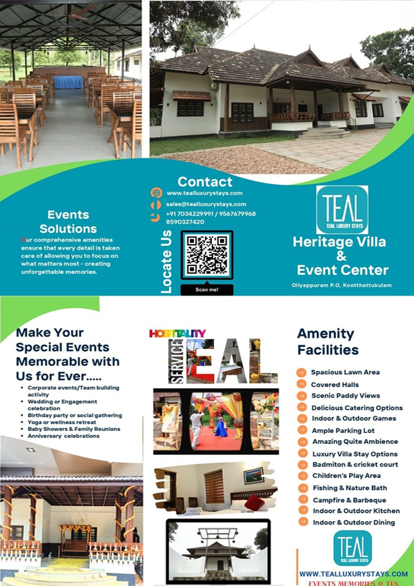 Teal Heritage Villa & Event Center Koothattukulam flyer